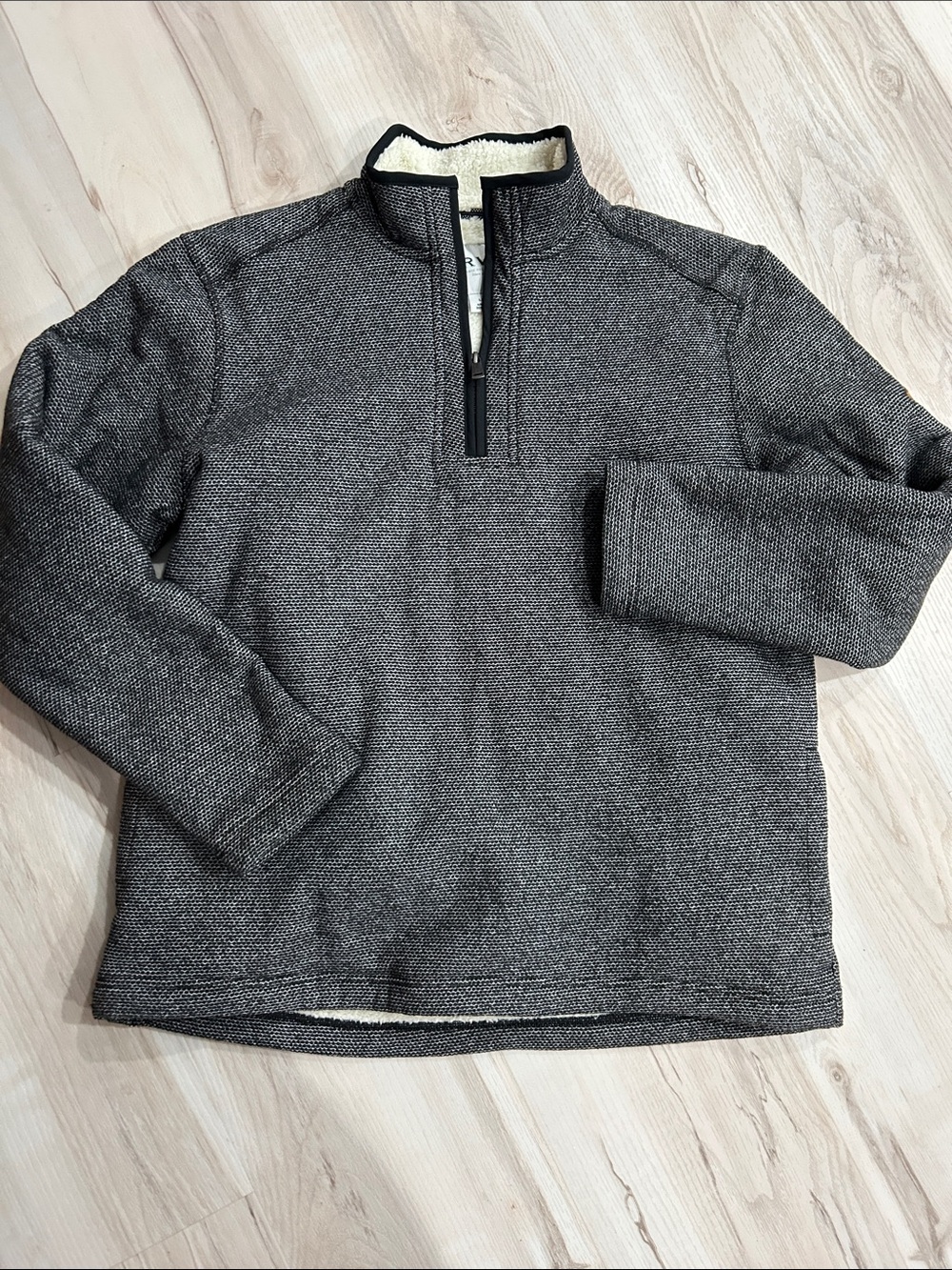 Orvis Men's Heathered Charcoal Zip-Neck Sweater with Sherpa Collar